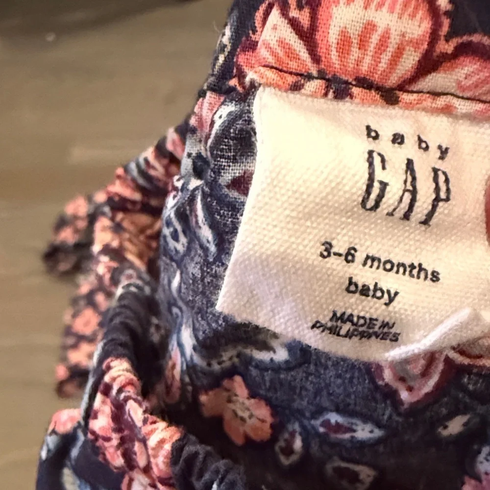 GAP Baby Fall Floral Smocked Puff Sleeve Matching Set - Navy and Pink